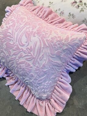 BELLA NOTTE vintage velvet/sheer/floral Pink/Rose sham only